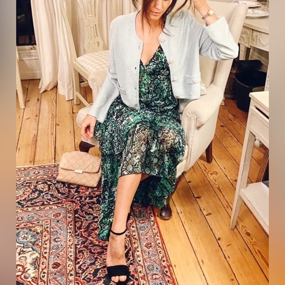 Alice + Olivia Emerald Green Shanel Animal Print Maxi Dress Sz 0 - Picture 2 of 8